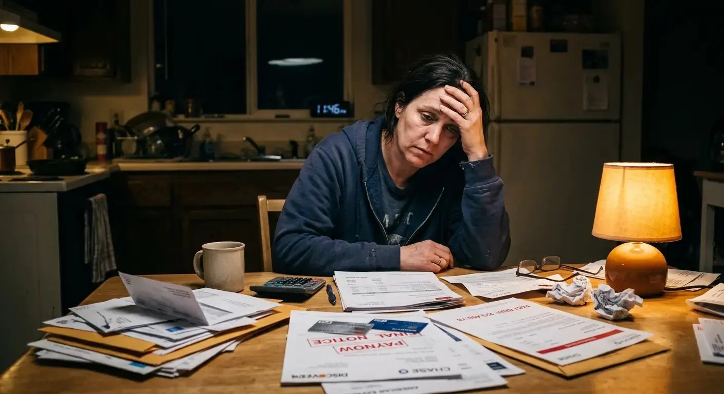 Person overwhelmed with debt