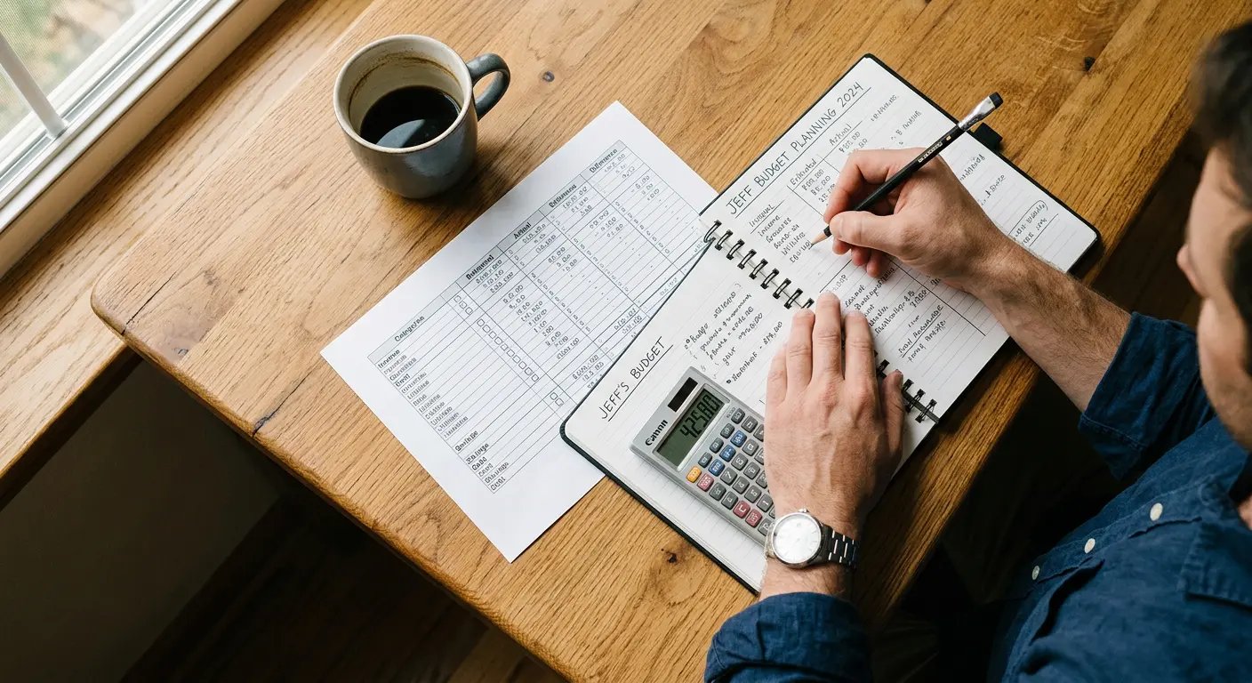 Budget planning at desk