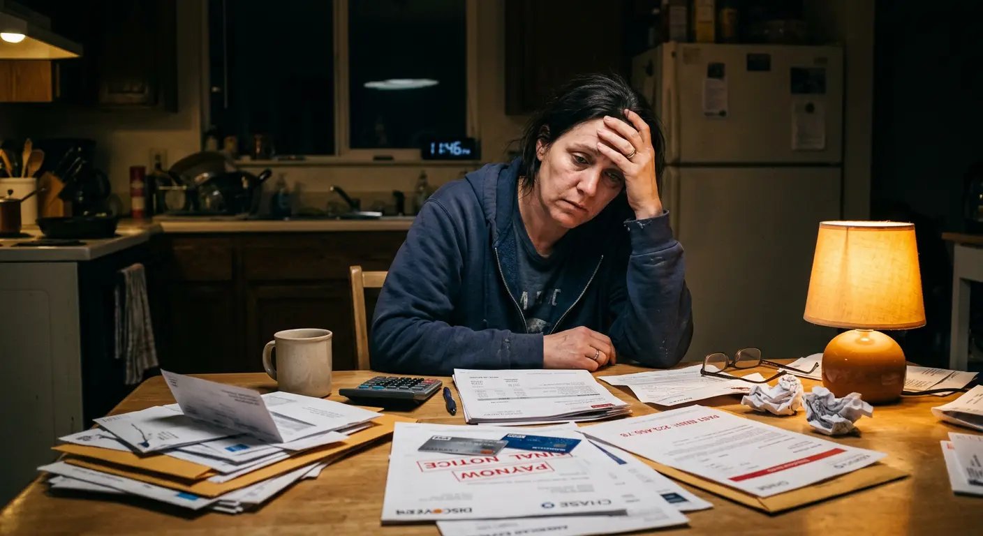 Person overwhelmed with debt
